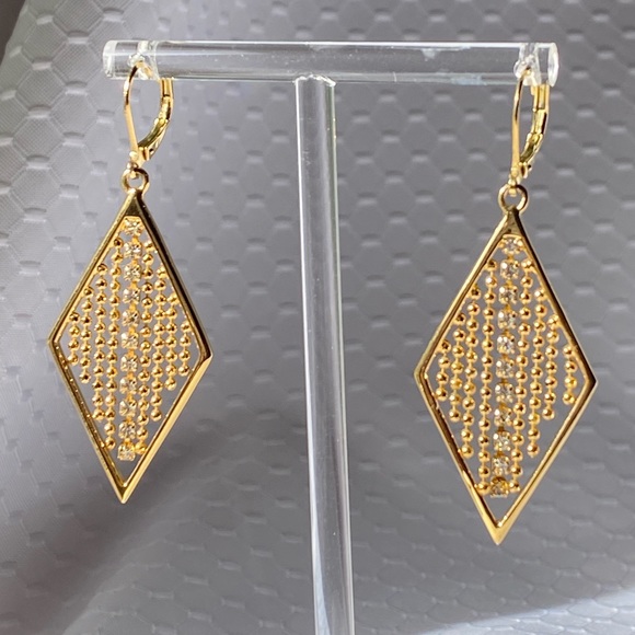 Joan Rivers Vintage Geometry Rhinestone Fringe Leverback Earrings - Picture 15 of 15